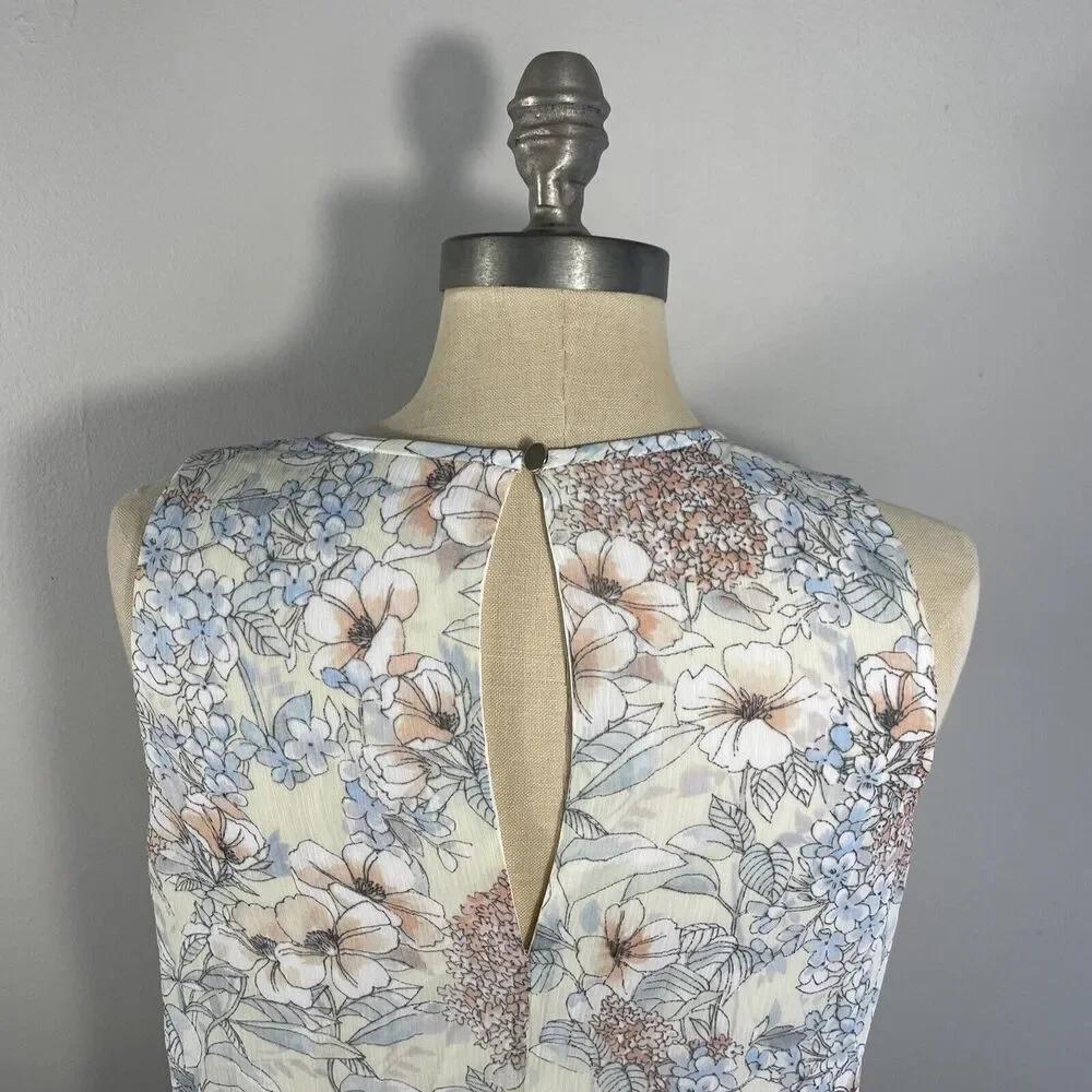 Tommy Hilfiger Women’s 10 Trapeze Sundress Dress Floral Print Sleeveless Keyhole - Picture 5 of 12